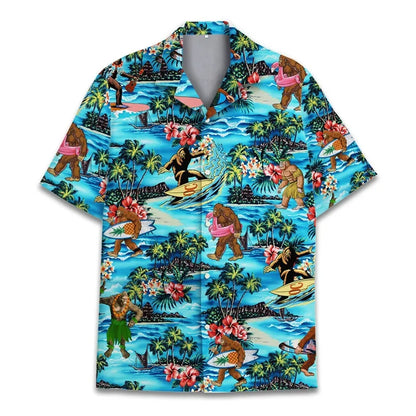 3D Printed Monkey Floral Leaf Hawaiian Shirt Men Orangutan Graphic Blouse Summer Holiday Short Sleeves Street Beach Aloha Shirts