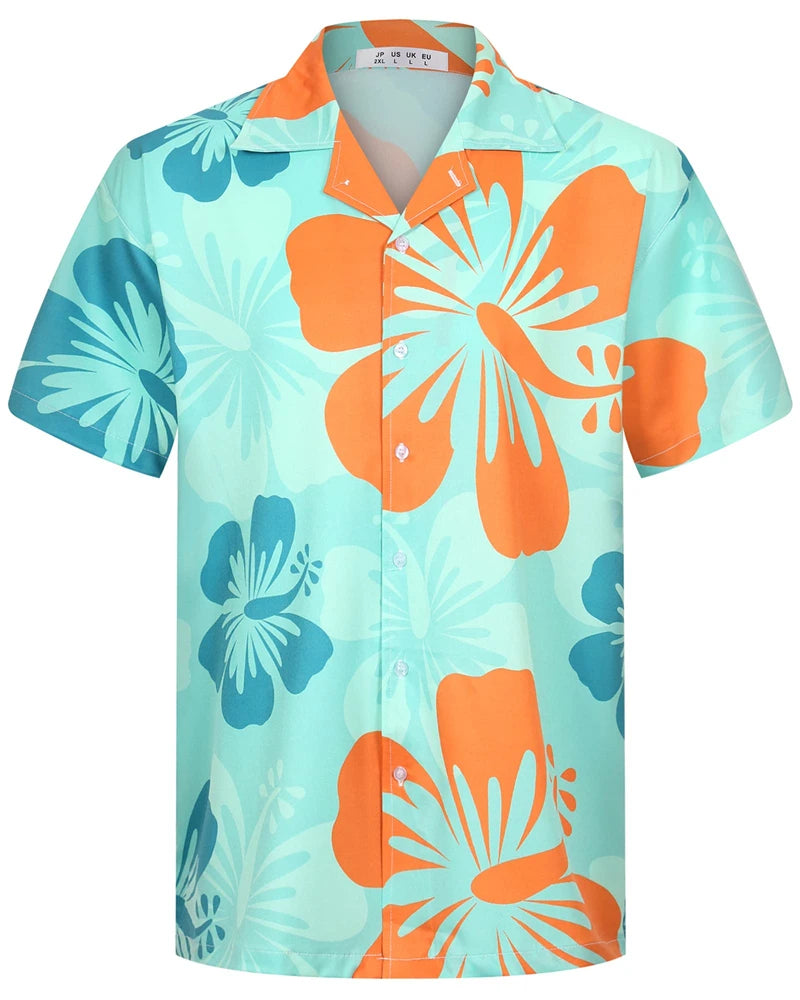 Camisas Hawaianas de Verano para Hombre, Manga Corta, Botones, Estampado de Árboles de Coco, Camisa Casual de Playa Aloha Tallas Grandes 6XL, Ropa para Hombre