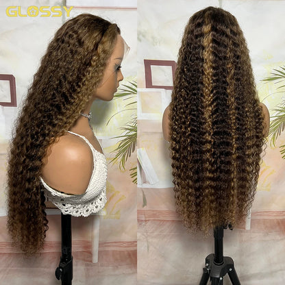 Deep Wave Honey Blonde Glueless Wig Human Hair Ready To Wear And Go Pre Plucked 13x6 Hd Water Curly Lace Frontal Wig For Women
