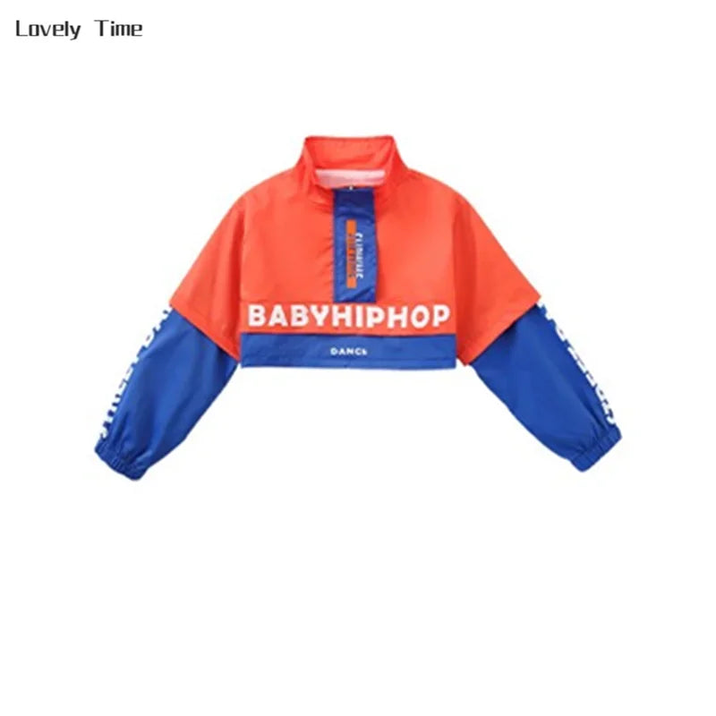 Chaqueta de hip hop para niños Pantalones cargo de contraste Sudaderas para niñas Conjuntos de ropa de baile callejero Chándal para niños Ropa urbana infantil