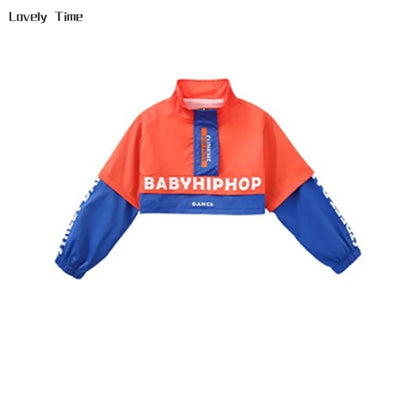 Chaqueta de hip hop para niños Pantalones cargo de contraste Sudaderas para niñas Conjuntos de ropa de baile callejero Chándal para niños Ropa urbana infantil