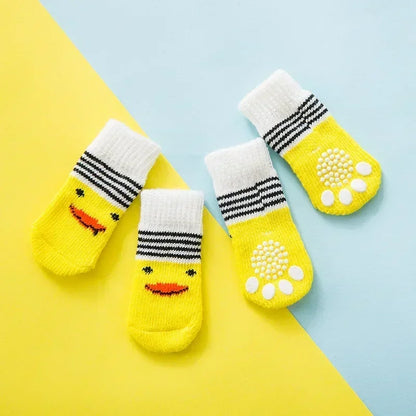 4 pzs./set calcetines para perros con patrón bonito, cubrepies cálidos antideslizantes, zapatos protectores para patas de cachorro, regalo de Navidad, accesorios para mascotas