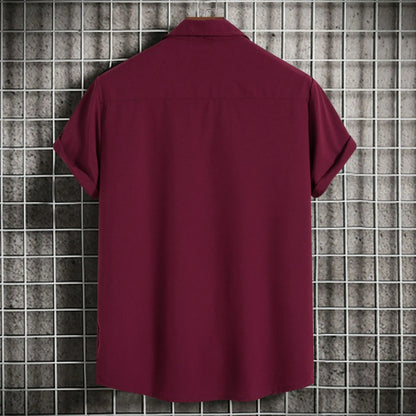 Nuevas camisas de manga corta para hombre, moda, lisas, informales, cárdigan con solapa, tops para hombre, blusa cómoda de un solo botón, camisas de playa de verano