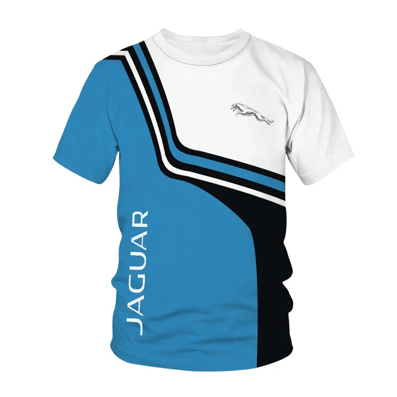 Camisetas Jaguar para hombre y mujer, ropa de calle con estampado de carreras 3D, deportiva, casual, a la moda, oversize, cuello redondo