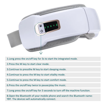 Masajeador ocular eléctrico Compresa caliente Alivio del estrés Calefacción Vibración Masaje Conectar música Relajación Cuidado ocular plegable Gafas inteligentes