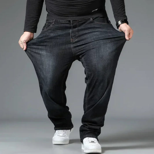 10XL Mens Black Jeans Oversize High Waist Loose Trousers Large Size Husband Plus Size Loose Denim Trousers Blue Male Denim Pants