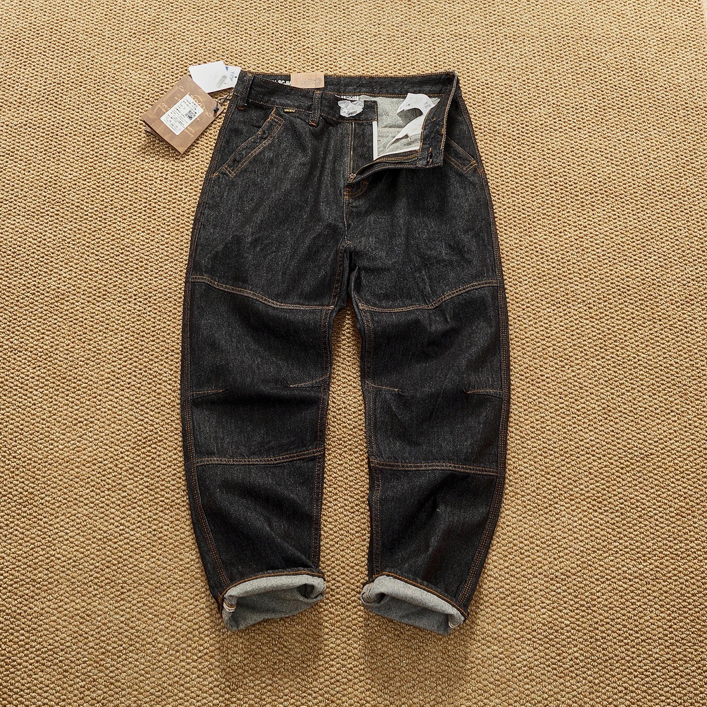 Jeans cónicos casuales rectos lavados de mezclilla de alta gama con corte 3D, peso pesado, estilo retro americano, cómodos, a la moda para hombres, Otoño 2025