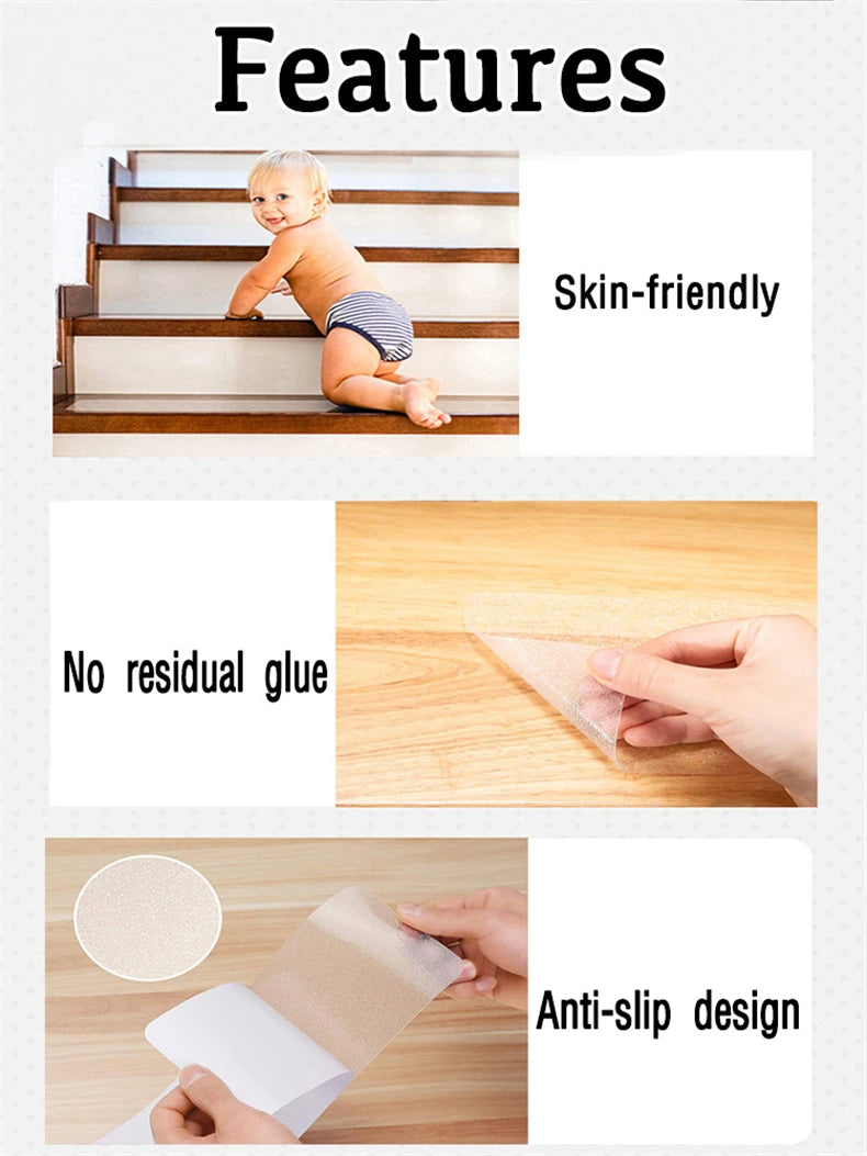 10x 60cm Cinta Antideslizante Transparente para Suelo Bañera Baño Alfombra Escalones Antideslizantes Cinta Suave e Impermeable Protege a Niños y Mascotas