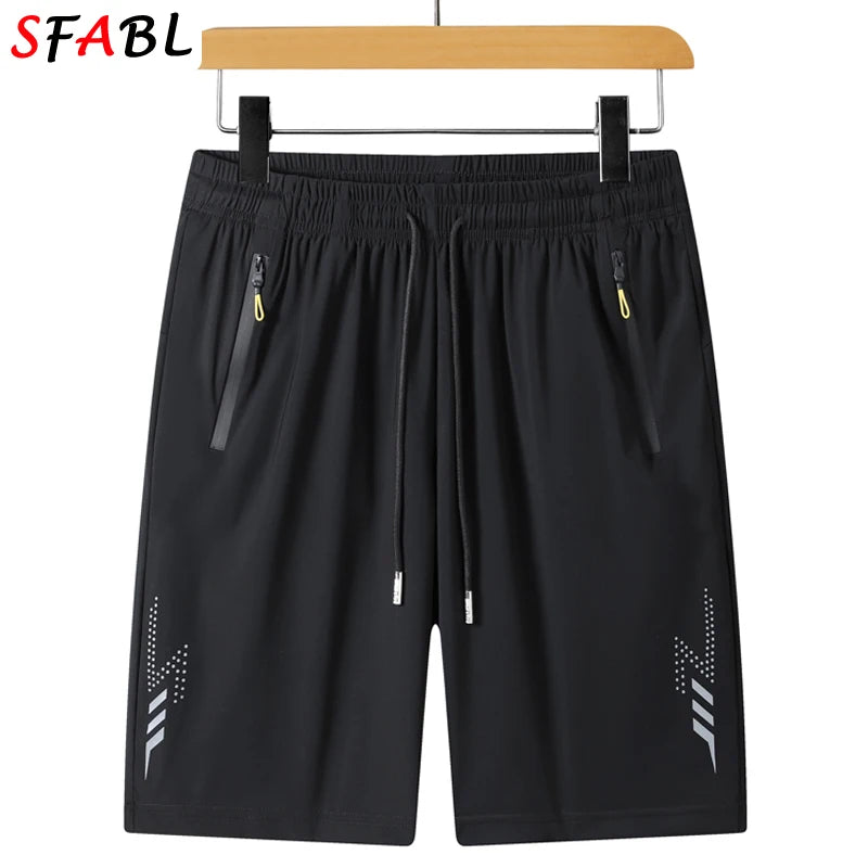 New Summer Casual Shorts Men Boardshorts Breathable Beach Shorts Elastic Jogging Running Sports Men's Short Pants Zipper Pockets