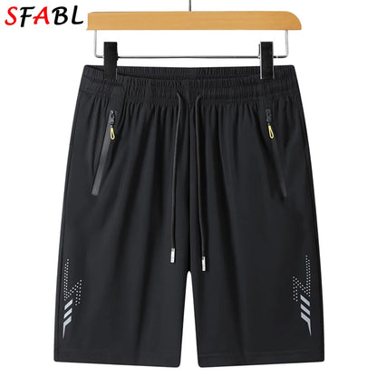 New Summer Casual Shorts Men Boardshorts Breathable Beach Shorts Elastic Jogging Running Sports Men's Short Pants Zipper Pockets