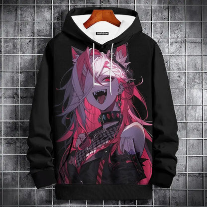 Sudadera con capucha de anime para hombre, a la moda, con estampado gráfico, estilo hip hop, ropa de calle, para primavera y otoño, sudaderas con capucha de gran tamaño para hombre