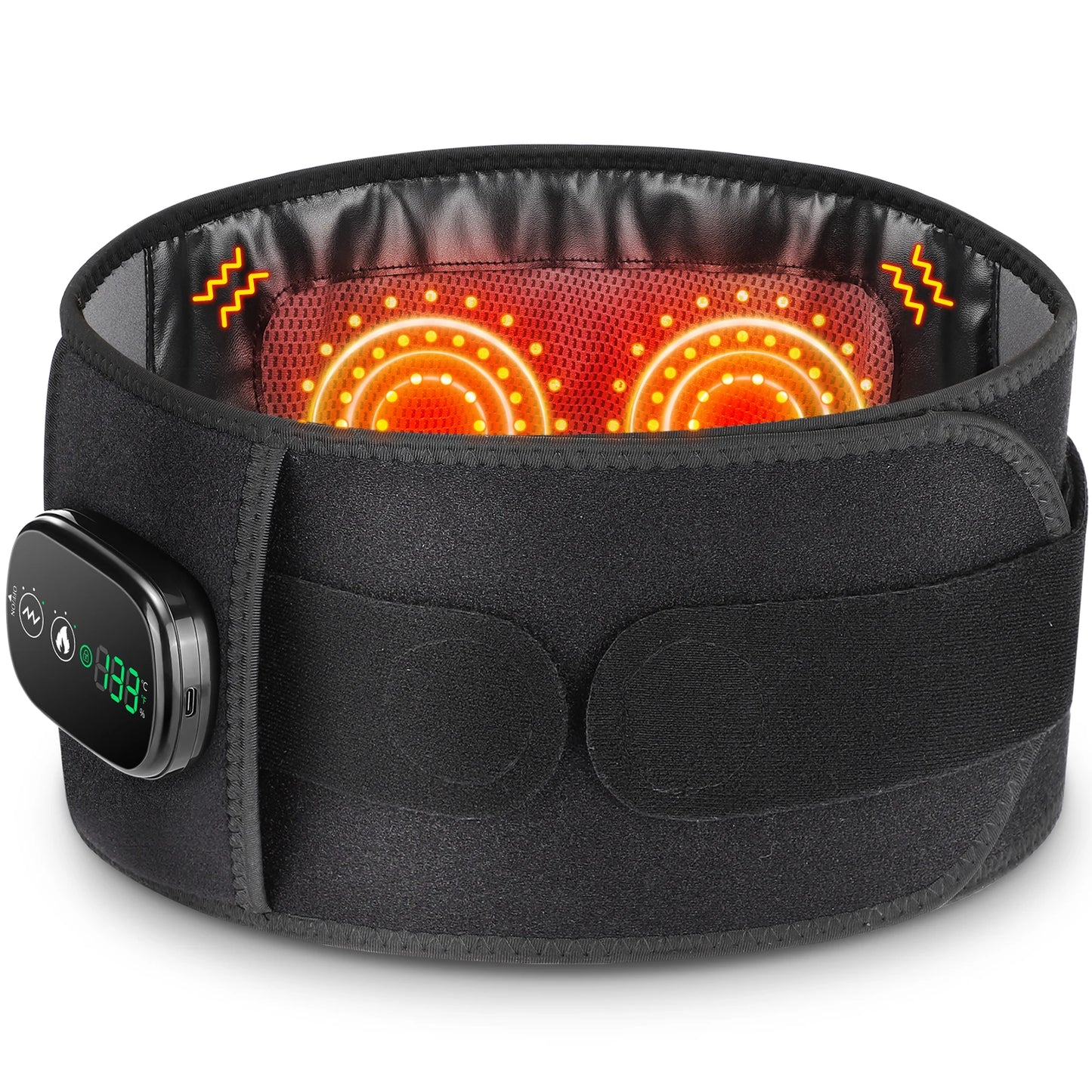 Cinturón Masajeador Vibratorio Calefactor, Soporte de Cintura con Compresas Calientes de Luz Roja, Masajeador de Espalda, Cinturón de Soporte Lumbar