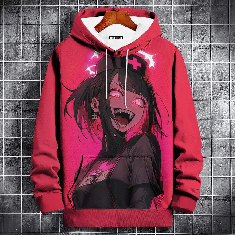 Sudadera con capucha de anime para hombre, a la moda, con estampado gráfico, estilo hip hop, ropa de calle, para primavera y otoño, sudaderas con capucha de gran tamaño para hombre