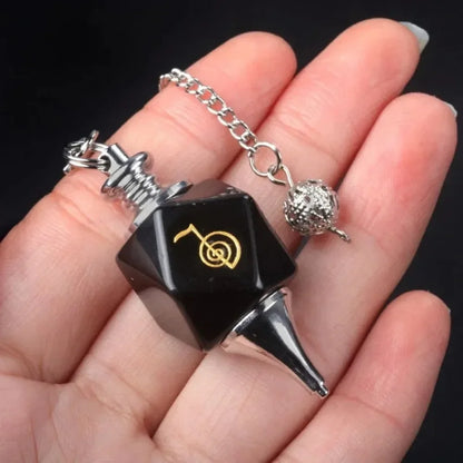 New Semi-precious Stone Chakra Pendulum Lapis Amethyst Semi-precious Stone Pendulum Cho Ku Rei Symbols Energy Pendulum