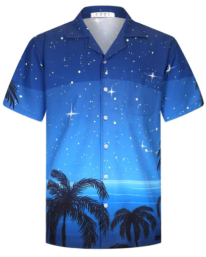 Camisas Hawaianas de Verano para Hombre, Manga Corta, Botones, Estampado de Árboles de Coco, Camisa Casual de Playa Aloha Tallas Grandes 6XL, Ropa para Hombre