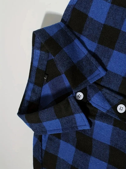 Mens Shirts Single Breaste Classic Plaid Smart Casual Flannel Shirt Long Sleeved Chest Two Pockets Design Spring Autumn Men Tops