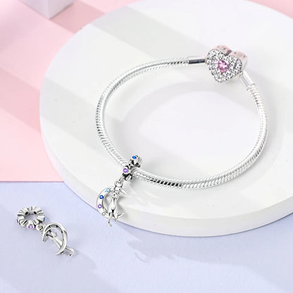 New Arrivals Silver Plated Cute Pet Moon Luminous Firefly Charms Fit Original Bangle Beads Pendent Dangle Bracelet DIY Jewelry