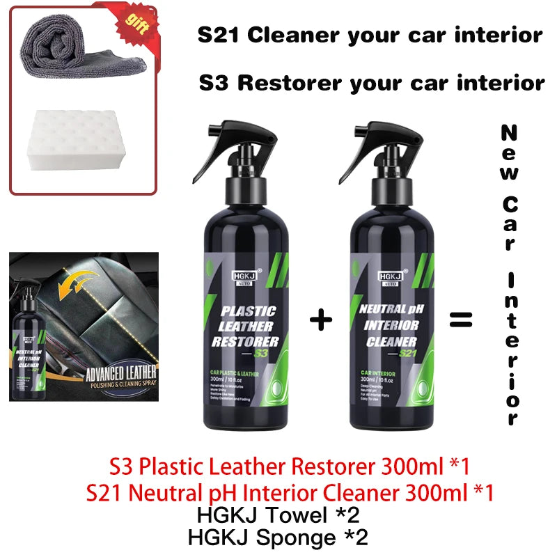HGKJ S3 Renovador Líquido de Plástico y Cuero para Partes Interiores de Automóviles Restaurador Refrescante Limpiador en Espuma Pasta Restauradora para Coche