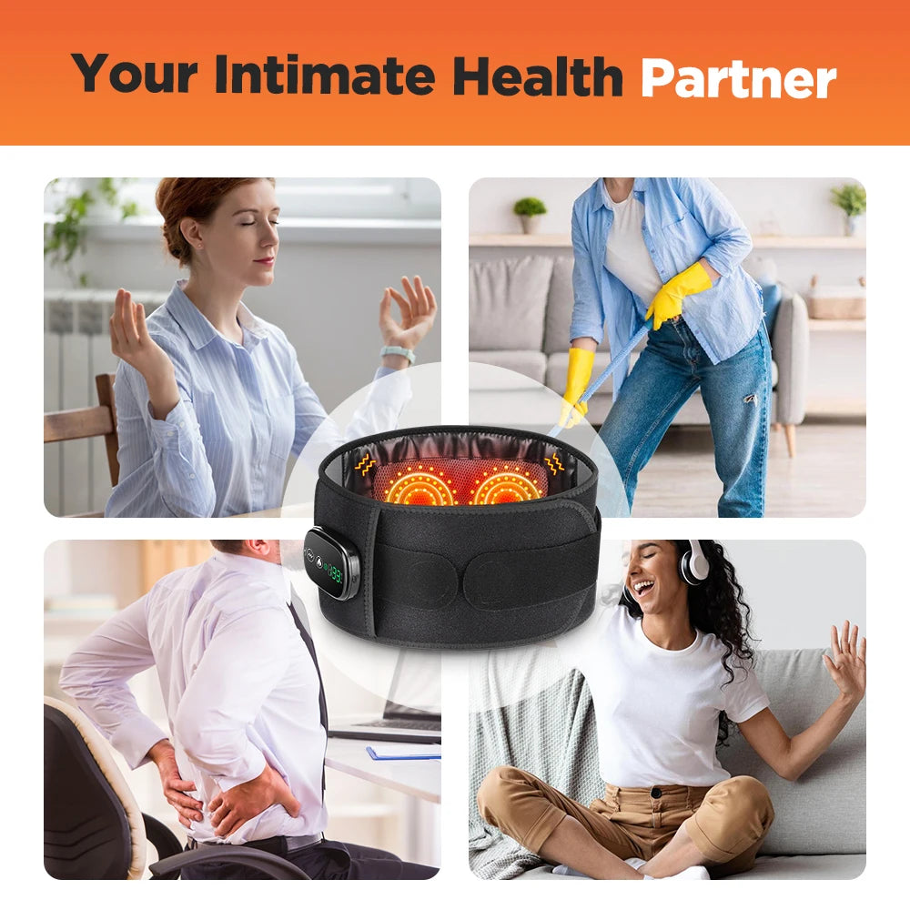Cinturón Masajeador Vibratorio Calefactor, Soporte de Cintura con Compresas Calientes de Luz Roja, Masajeador de Espalda, Cinturón de Soporte Lumbar