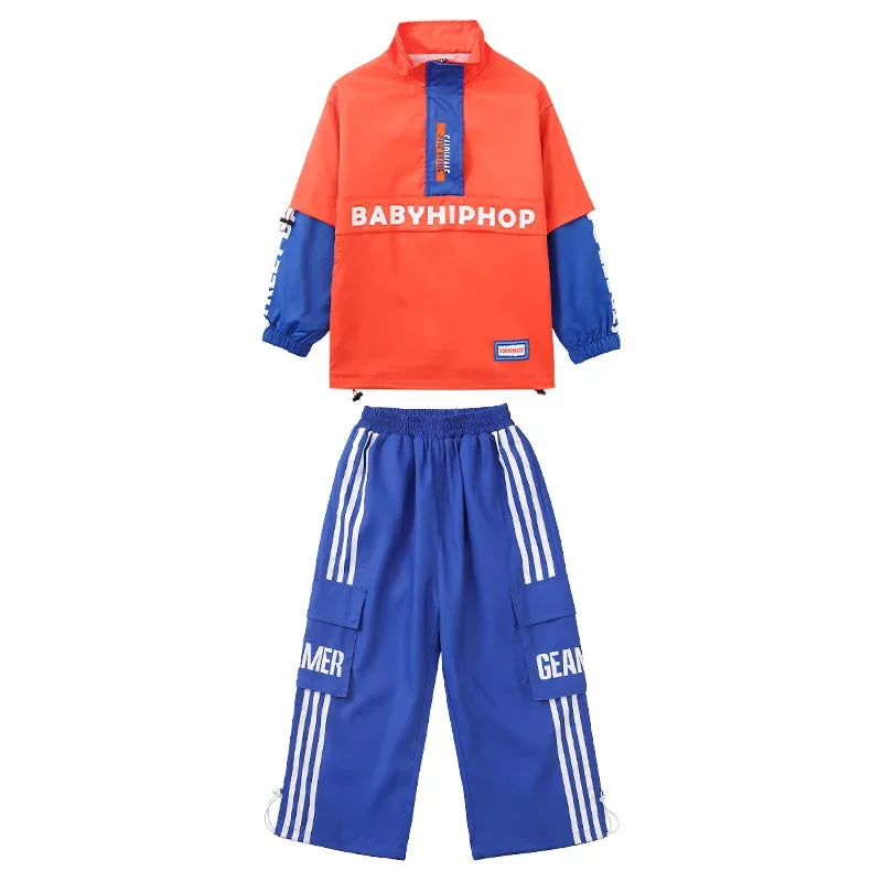 Chaqueta de hip hop para niños Pantalones cargo de contraste Sudaderas para niñas Conjuntos de ropa de baile callejero Chándal para niños Ropa urbana infantil