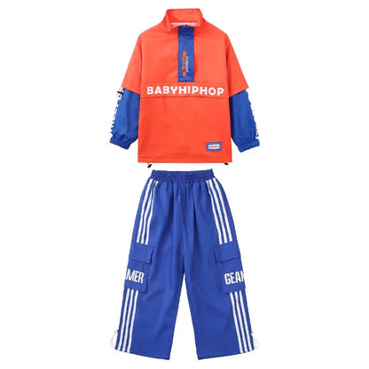 Chaqueta de hip hop para niños Pantalones cargo de contraste Sudaderas para niñas Conjuntos de ropa de baile callejero Chándal para niños Ropa urbana infantil