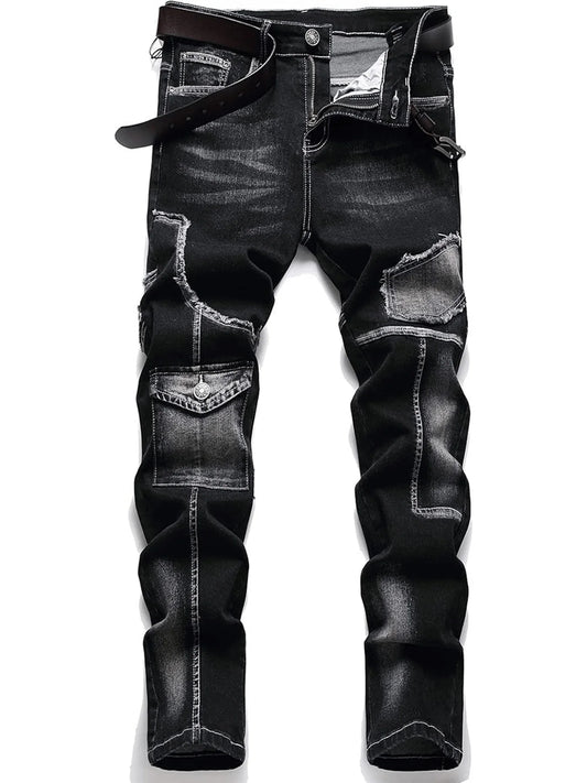 Vaqueros de cintura media-alta con flecos, estilo urbano, color liso, adecuados para todas las estaciones.