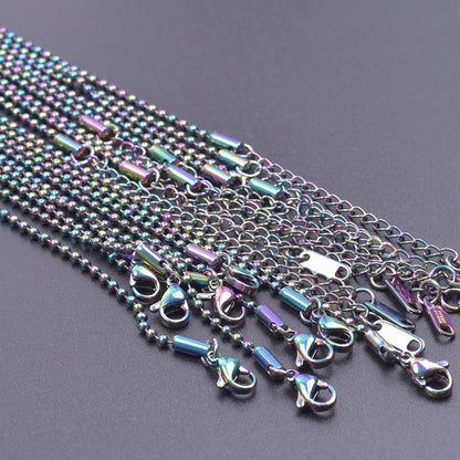2/5pcs Rainbow Chain New Personalized Multiple Shape Designs Necklace Chains For Jewelry Making DIY 304 Stainless Steel Chains