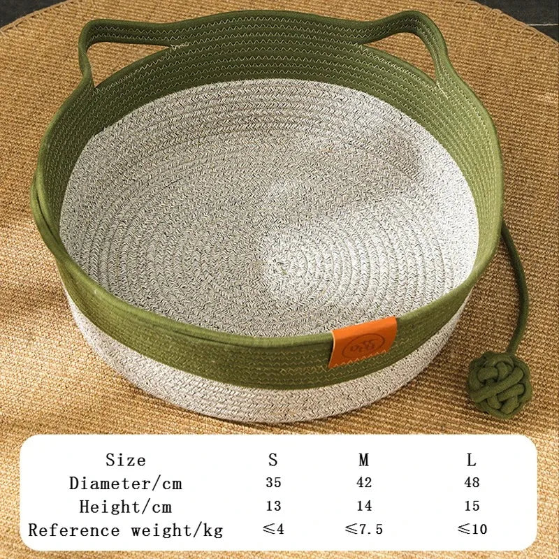 Cama para Gatos, Nido para Mascotas, Tejido de Ratán Puramente Manual, Tablero Rascador para Gatos de Enea, Almohadilla Cálida de Invierno Extraíble y Lavable para Todas las Estaciones