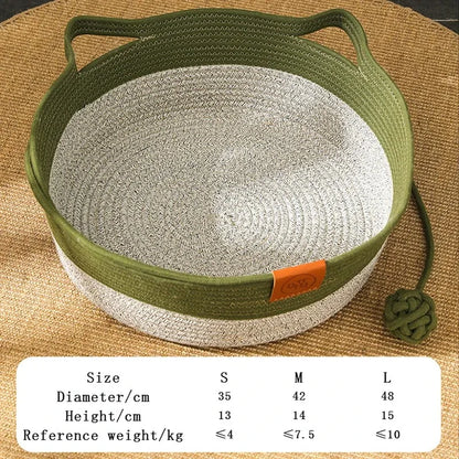 Cama para Gatos, Nido para Mascotas, Tejido de Ratán Puramente Manual, Tablero Rascador para Gatos de Enea, Almohadilla Cálida de Invierno Extraíble y Lavable para Todas las Estaciones