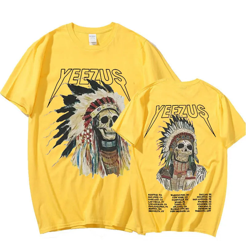 Kanye West Yeezus God Wants You Double Sided T Shirt Men Hip Hop Cool Vintage T-shirt Streetwear Oversized T Shirts Tops Unisex