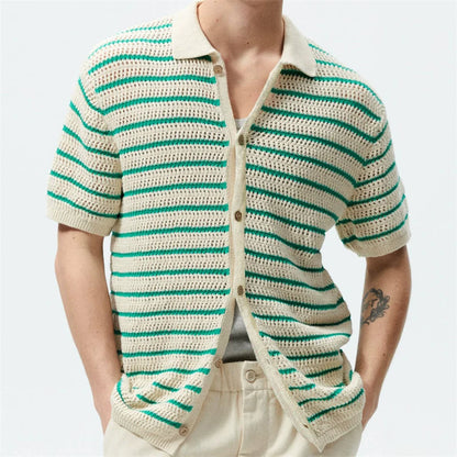 Camisas tipo polo Jacquard estilo europeo para hombre, tejido de punto, informal de negocios, frescura veraniega, viscosa de calidad, elásticas, sedosas