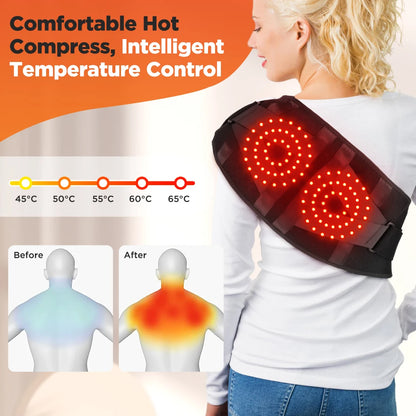 Cinturón Masajeador Vibratorio Calefactor, Soporte de Cintura con Compresas Calientes de Luz Roja, Masajeador de Espalda, Cinturón de Soporte Lumbar