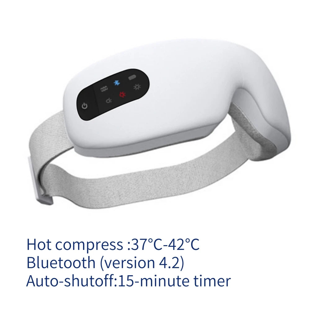 Masajeador ocular eléctrico Compresa caliente Alivio del estrés Calefacción Vibración Masaje Conectar música Relajación Cuidado ocular plegable Gafas inteligentes