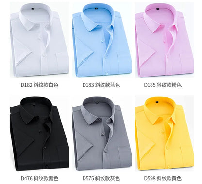 Nueva camisa de manga corta para hombre 7XL8XL de negocios casual sin planchado de alta calidad tallas grandes ropa de carga de moda de primavera y verano