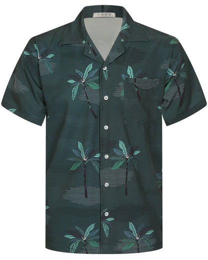 Camisas Hawaianas de Verano para Hombre, Manga Corta, Botones, Estampado de Árboles de Coco, Camisa Casual de Playa Aloha Tallas Grandes 6XL, Ropa para Hombre