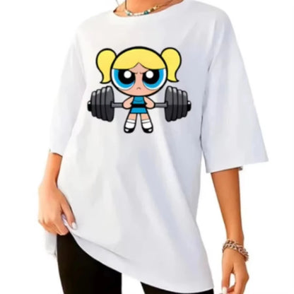 Blusa Súper Potente para Chicas Entrenamiento de Ropa Urbana Camiseta de Mujer Camiseta de Gimnasio Fitness de Academia