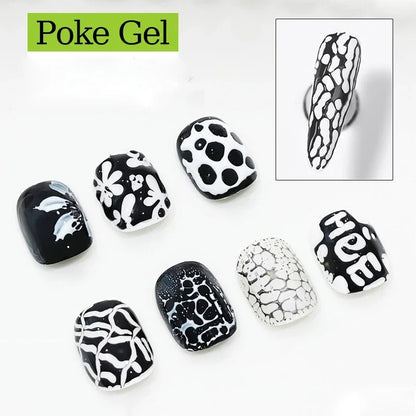 New Nail Poke Poke Nail Art Glue Black White Wave Texture Lace Hole Nail Painting Art Gel DIY Manicure Decoration Nails Salon