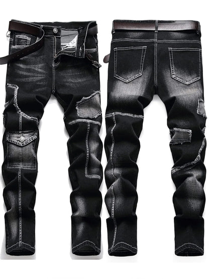 Mid-high waist fringed jeans, street style, solid color, suitable for all seasons.