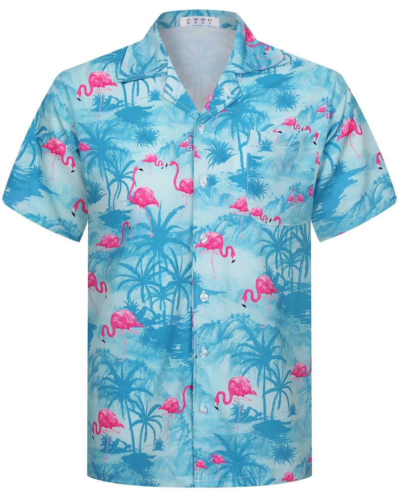 Camisas Hawaianas de Verano para Hombre, Manga Corta, Botones, Estampado de Árboles de Coco, Camisa Casual de Playa Aloha Tallas Grandes 6XL, Ropa para Hombre