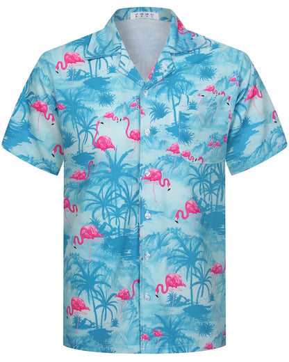 Camisas Hawaianas de Verano para Hombre, Manga Corta, Botones, Estampado de Árboles de Coco, Camisa Casual de Playa Aloha Tallas Grandes 6XL, Ropa para Hombre