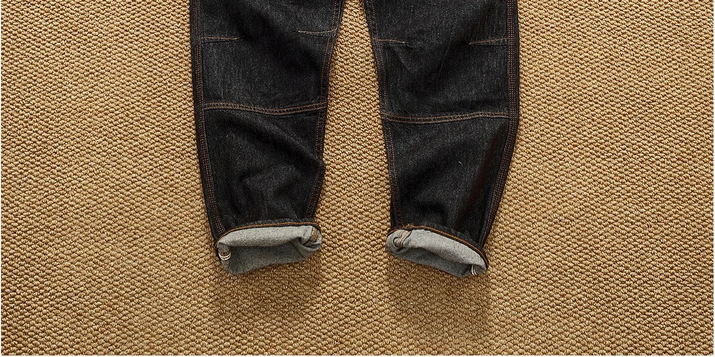 Jeans cónicos casuales rectos lavados de mezclilla de alta gama con corte 3D, peso pesado, estilo retro americano, cómodos, a la moda para hombres, Otoño 2025