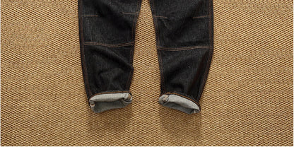 Jeans cónicos casuales rectos lavados de mezclilla de alta gama con corte 3D, peso pesado, estilo retro americano, cómodos, a la moda para hombres, Otoño 2025