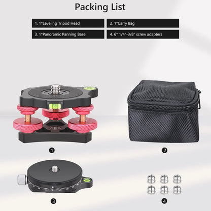 VICELK Leveling Base Tripod Head+360° Panoramic Pan Base for Macro Panoramic Photography with +/-5 Degree Precision Adjustment