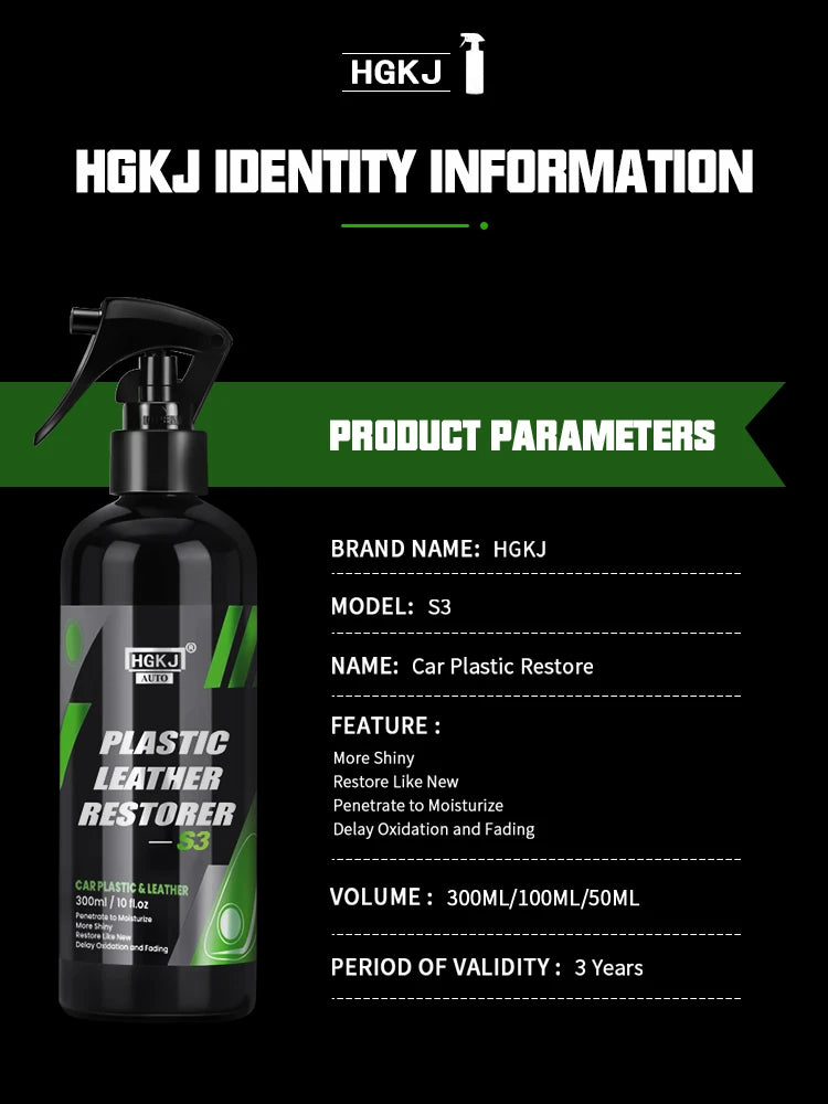 HGKJ S3 Renovador Líquido de Plástico y Cuero para Partes Interiores de Automóviles Restaurador Refrescante Limpiador en Espuma Pasta Restauradora para Coche