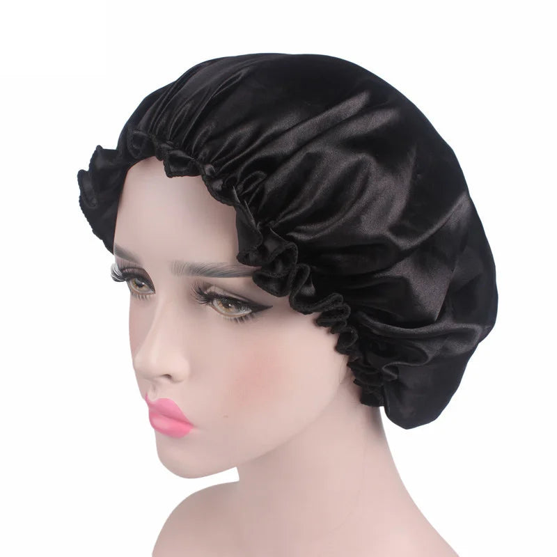 New Satin Hair Cap for Sleeping Invisible Flat Imitation Silk Round Haircare Women Headwear Ceremony Adjusting Button Night Hat