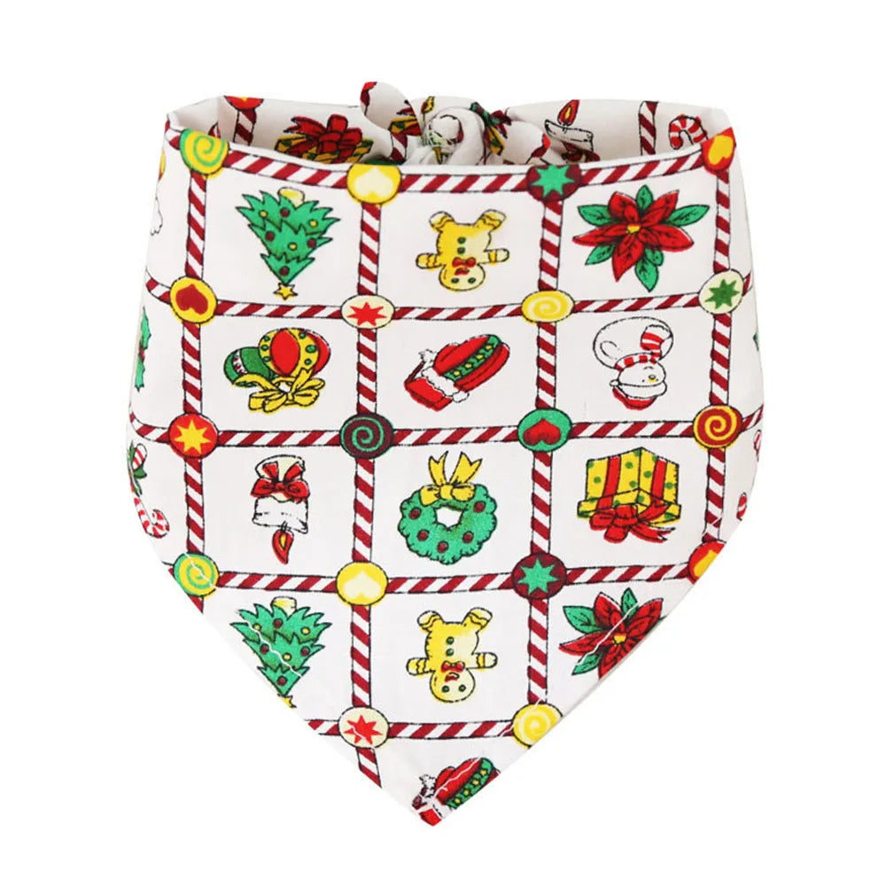 Christmas Dog Bandanas Christmas Tree and Santa Claus Dog Scarf for Boys and Girls Holiday Bandana for Cats Xmas Pet Accessories