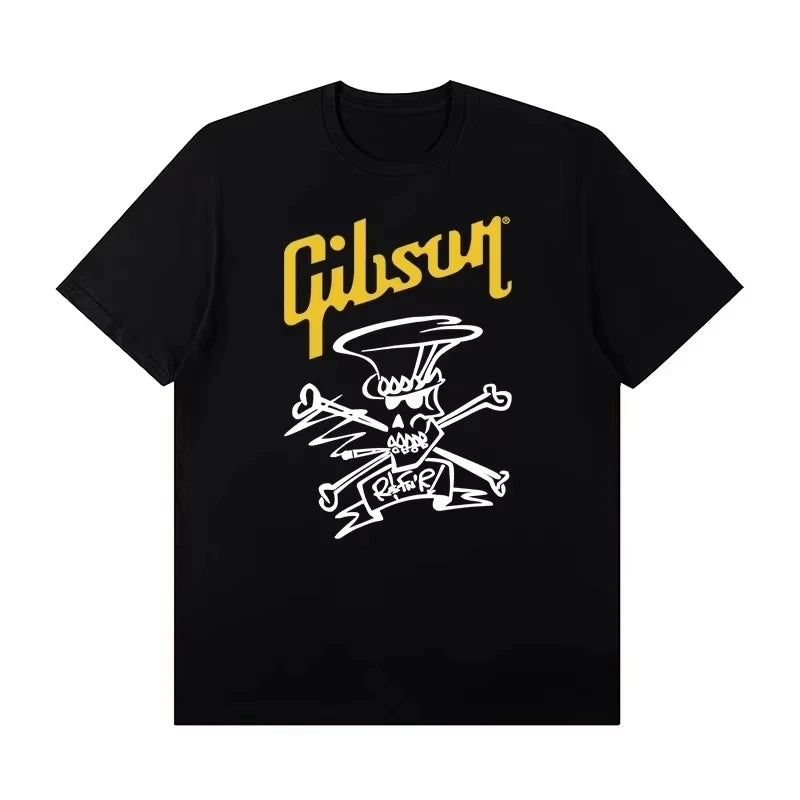 Summer New Slash Collection Gibson Les Paul Stylish and Casual High-quality Graphic Printed Oversize Short-sleeved T-shirt