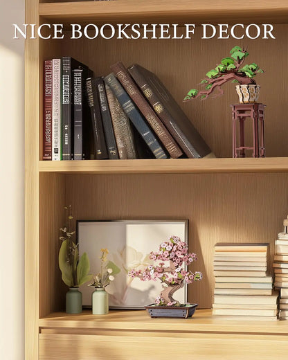 Robotime Rolife 3D Rompecabezas de Madera de Bonsái de Sakura Fácil Montaje Kit de Bonsái de Pino de Hoja Perenne Regalo de Navidad para la Familia Decoración del Hogar