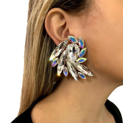 Stonefans Juego de collar y pendientes geométricos, accesorios de cristal para mujer, fiesta, bling, conjunto de joyas con pedrería, joyería