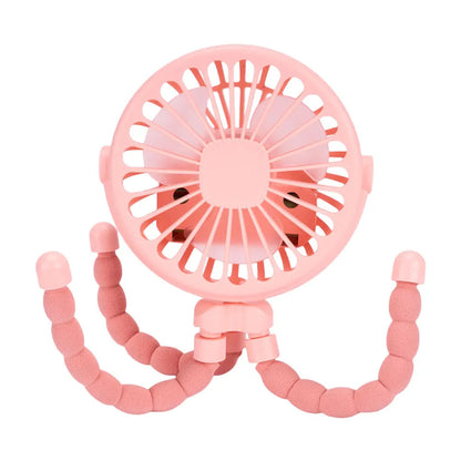 Ventilador de Cochecito para Bebés con Trípode Flexible, Ventilador Portátil de Mano con Carga USB, Mini Ventilador de Escritorio de 500mAh para Cochecito de Bebé y Estudiantes